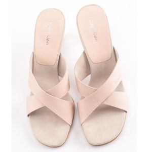 CALVIN KLEIN NWT nude suede leather mule sandals